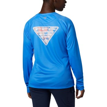 Columbia Sweater Dames, Tidal PFG Printed Triangle Long Sleeve Blauw, 49ADSLVMG